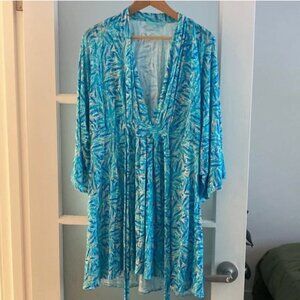 MELISSA ODABASH blue beach cover up dress, one size